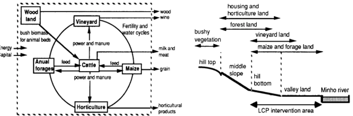 Figure  2.  Farming  system  (left)  and  soil  utilization  (right)  of  the  Valerqa-LCP  area