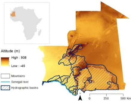 Figure 4. Distribution of the montane systems and hydrographic network in the study area