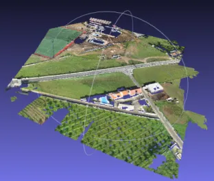 Figura 2.11: Visualização em Meshlab [22] de um extrato do ficheiro PLY produzido pelo software Postflight Terra 3D.