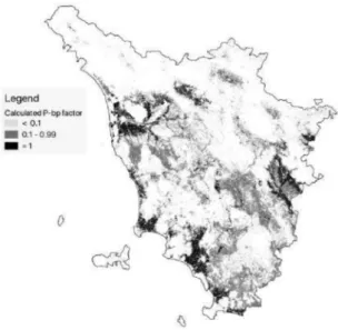 Figure 1: Map of the P-bp factor classes location in Tuscany Region. 