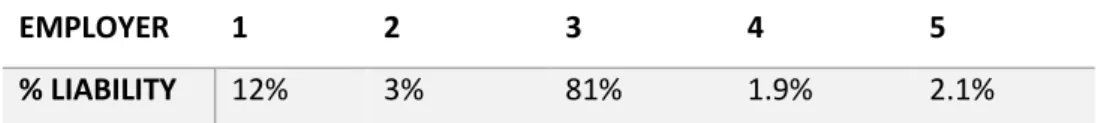 Table 9 Scheme Y - Share of liability by employer 