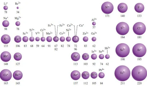 Figura 3.8 – Raio iónico de acordo com a posição dos elementos na Tabela Periódica  (adaptada de Chang, 2010) 