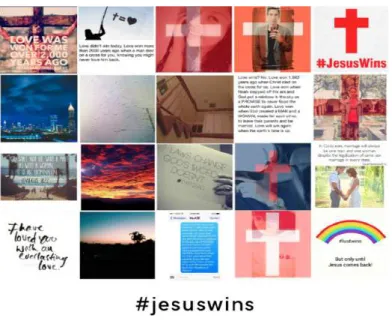 FIGURA 8  — Representações visuais de filtros no Instagram depois a decisão da Suprema Corte  dos EUA sobre o casamento de pessoas do mesmo sexo, em julho de 2015
