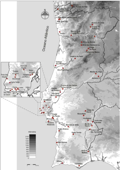 FIG. 1  principais sítios campaniformes do território português.
