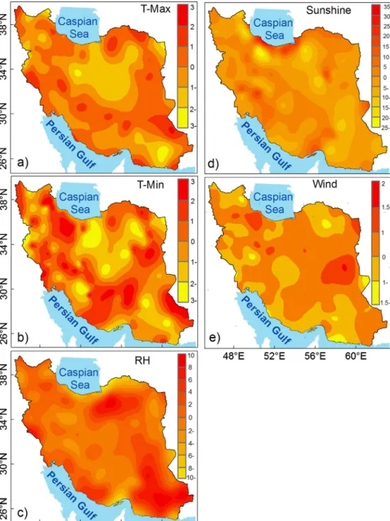 Fig. 4 shows the spatial variability of the mean interpolation errors relative to each considered variable obtained from cross  vali-dation