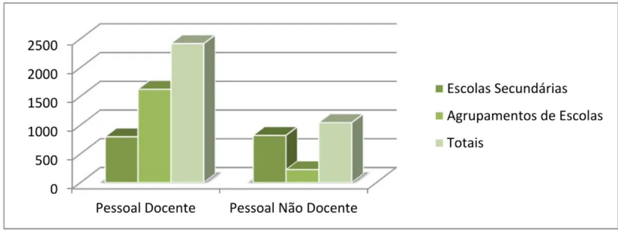 Figura 7: Total do Pessoal Docente e não Docente dos A.E e as Escolas associadas do Projeto Novos Laços   