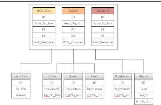 Fig. 3 - Simplified view of the database created for each model. 