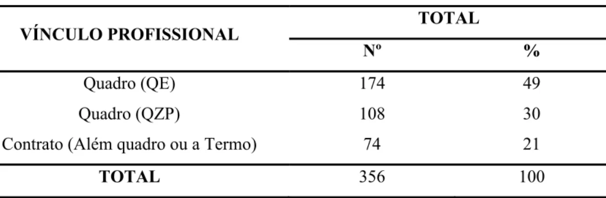 Tabela 5- Vinculo profissional dos docentes 