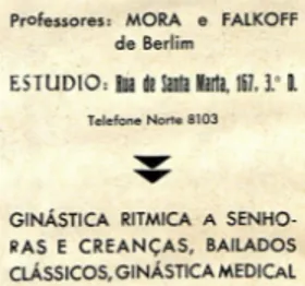 Fig. 5 – Anúncio a uma escola de dança onde trabalhava o alemão Falkoff. 