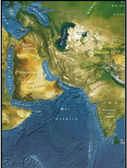 Figura 7 - Mapa da República Islâmica do Afeganistão com Relevo Fonte: (Atlas Netional Geographic Asia I, 2005) 