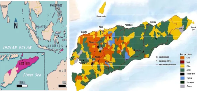Figura 1 : Mapa do sudeste asiático onde insere o Timor-leste, país produtor de café arábica Fonte : GIS – Timor-Leste (2009)