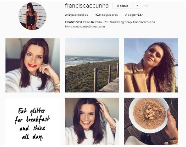 Figura 4: Perfil Instagram de Francisca Cunha 