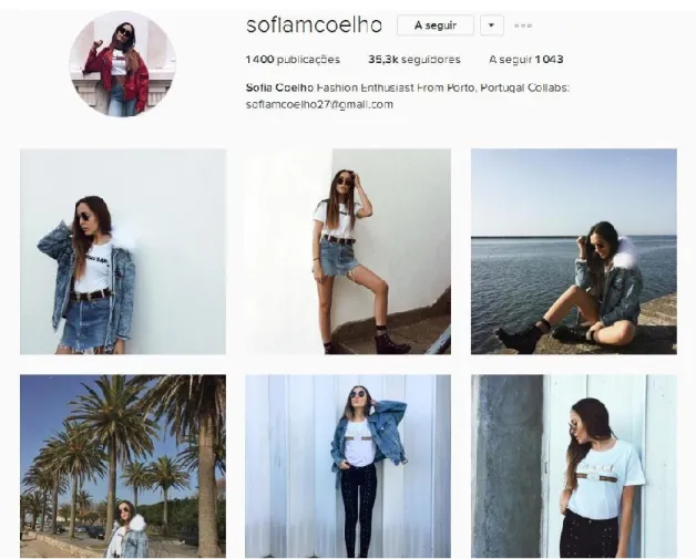 Figura 6: Perfil Instagram de Sofia Coelho 