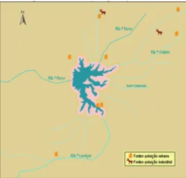 Figura 2.7: Localização das fontes de poluição tópicas da Albufeira do Roxo (adaptado de [41])