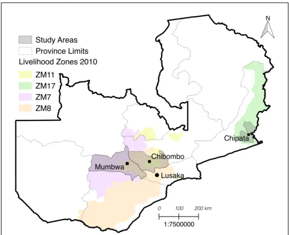 Figure 4- Study areas and livelihood zones