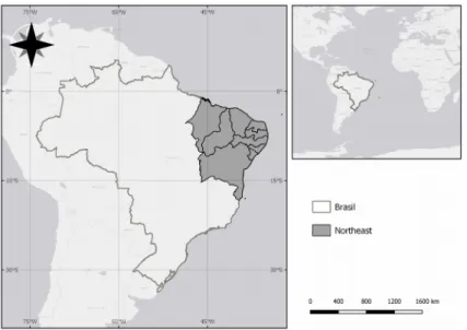 Figure 1: Location of the study domain (Brazilian Northeast).
