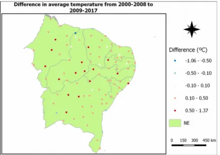 Figure 4: Difference in average temperature.