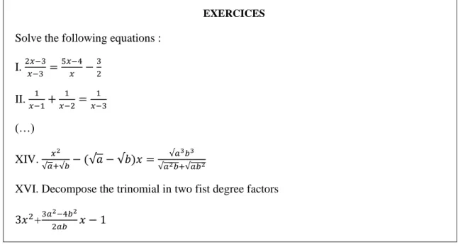 Figure 2 – The first two and two of the last exercises of chapter II. 