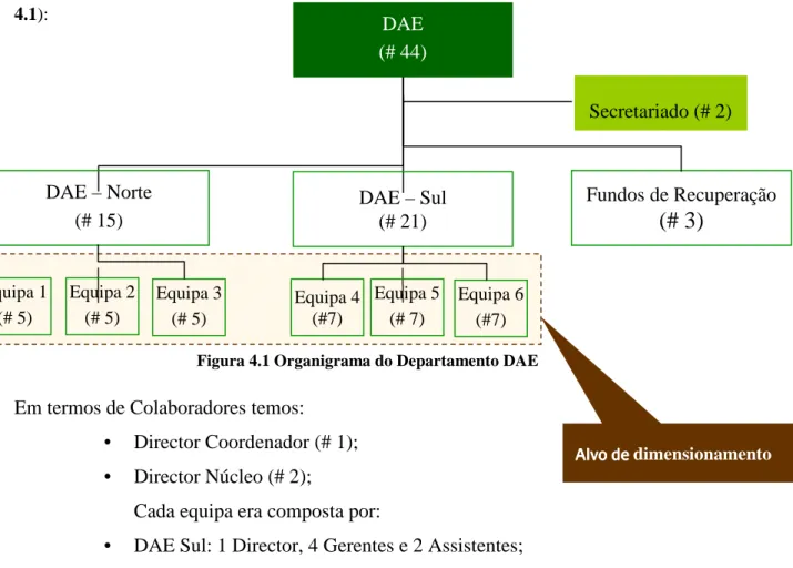 Figura 4.1 Organigrama do Departamento DAE 