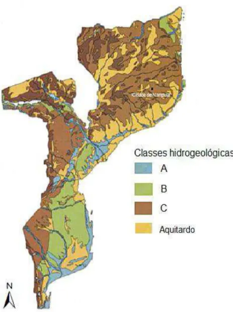Fig. 2 - Mapa hidrogeológico de Moçambique (Ferro &amp; Bouman, 1987).  