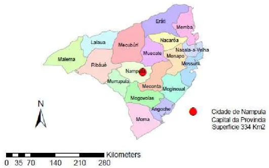Fig. 6 - Localização da Cidade de Nampula (Extraida de: http://www.gadm.org/download) 
