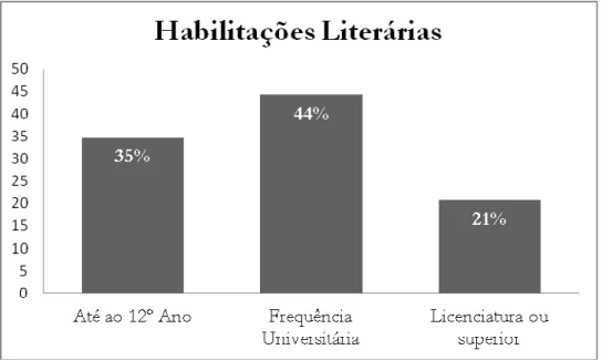 Figura 3 – Distribuição dos colaboradores segundo as Habilitações Literárias 