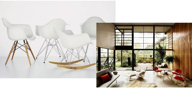 Figure 39 : Designer’s choices for “product” and “architecture”: 1950’s Eames’ furniture and house 