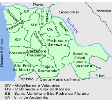 Figura 4: Mapa do Concelho de Vila Nova de Gaia  Fonte: visitarportugal.pt 