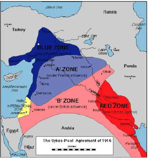 Figura 6 – Mapa do Acordo de Sykes-Picot 