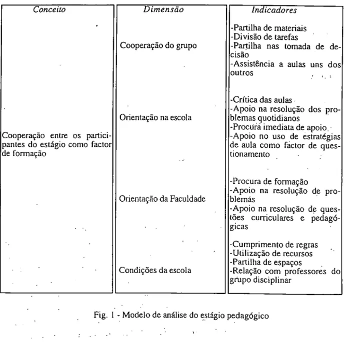 Fig. l -  M o d e l o de análise do estágio pedagógico 