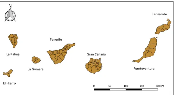 Figura 2: mapa das Ilhas Canárias. 