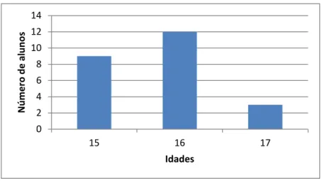 Figura 3.1.1: Distribuição da idade dos alunos da turma