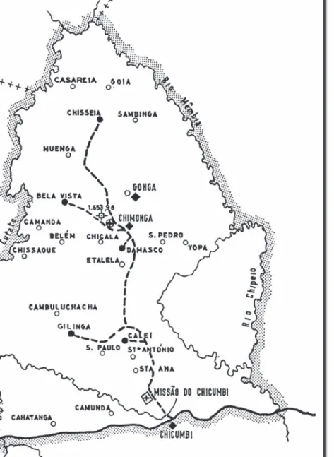 Fig. 1 – Domínio de estudo: aldeias-piloto (a cheio) e aldeias-satélite (David de Morais et al., 1974, 1975)