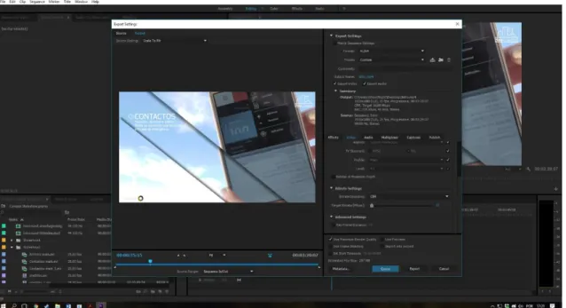 Figura 16 - Exportação do software Adobe Premiere. Fonte: Adobe Premiere