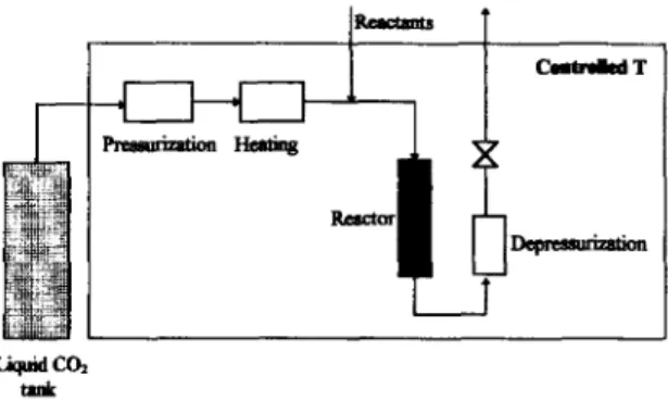 Fig.  4.  Continuous  reaction  and  separation  in  supe.rcritical  carbon 