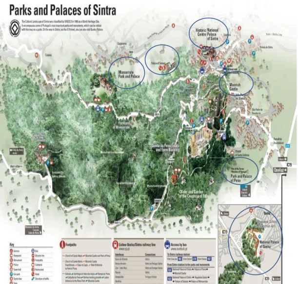 Figura 1-Enquadramento dos monumentos e elementos arquitetónicos e naturais de Sintra