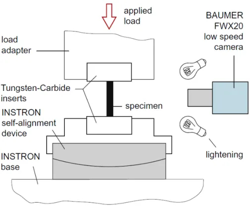 Figure 5.2: Experimental setup of in-plane shear and compressive loading. Körber et al.