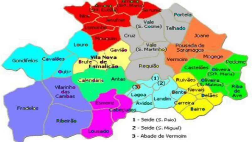 Figura 3. Freguesias do Agrupamento de Centros de Saúde do Ave III –  Famalicão 