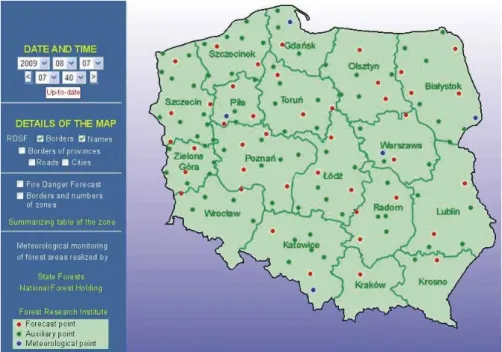 Figure 1. Polish network of fuel moisture content measurements.