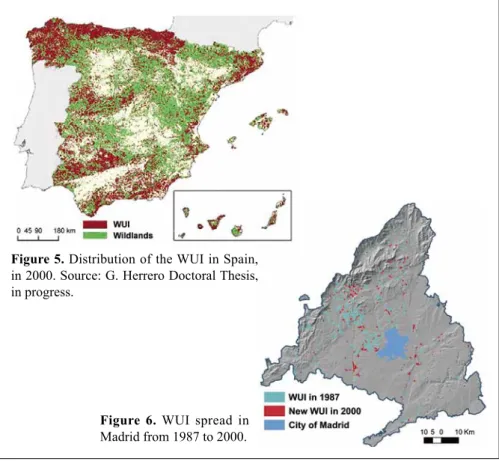 Figure 5. Distribution of the WUI in Spain,  in 2000. Source: G. Herrero Doctoral Thesis,  in progress.