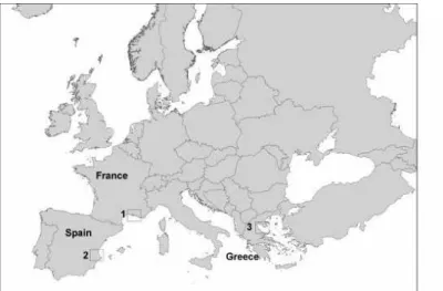 Figure 1. Location of the three European study cases.