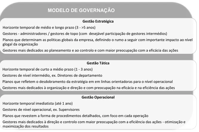 Figura 1 – Níveis de gestão organizacional (elaboração própria) 