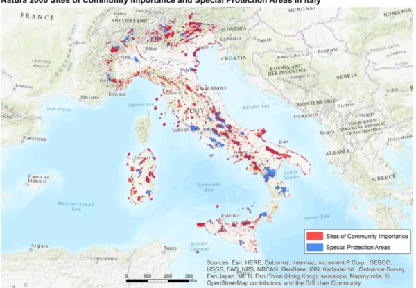 Figure 2 - Natura 2000 Sites of Community Importance and Special Protection Areas in Italy