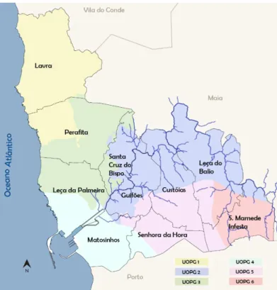 Figura 5 - Imagem ilustrativa das freguesias e UOPGs de   Matosinhos | Fonte: Dados SIG fornecidos pela CMM .