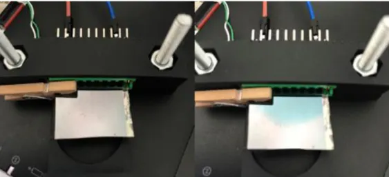 Figure 10 – Pictures of the holder and sample controlled Gradient effect on the sample 