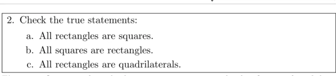 Figure 3. Question 2 from the diagnostic test, concerning the classification of quadrilate- quadrilate-rals.