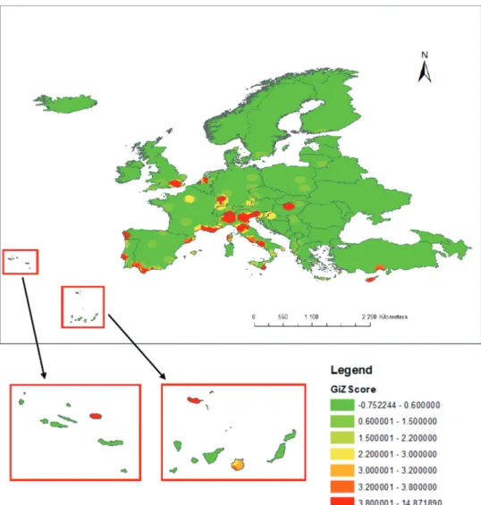 Figure 1. Hotspots map of first detection points in Europe of non-native insects feeding on woody  plants, recorded since 1950