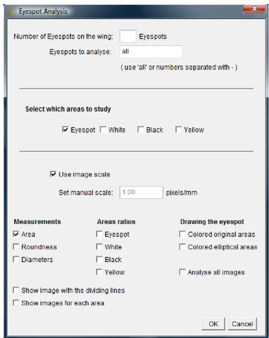 Figure 4: second input dialog for “Forewing” and “Hindwing” image. 