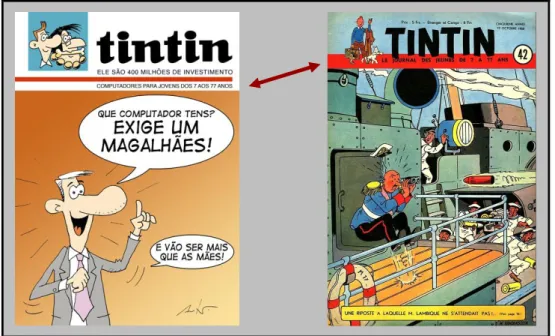 Figura 6 – Anterozóide – 31/07/2008 – Cartoon de António Valério / Tintin n.º 42 – 19/10/1950 