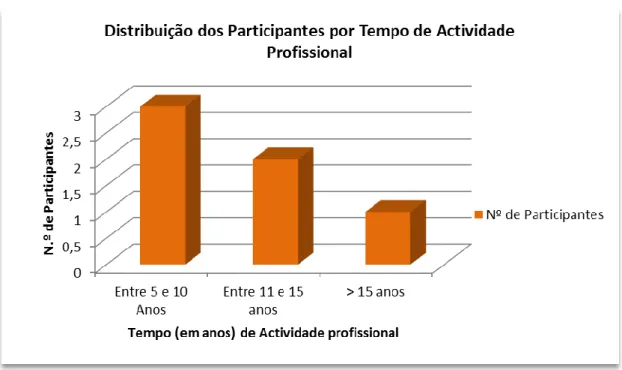Gráfico 5 - Distribuição dos Participantes por Tempo de Actividade Profissional